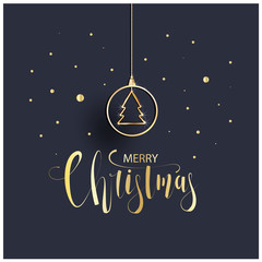 Modern holidays background with golden Christmas tree and golden