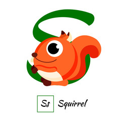 English animal alphabet letter S in vector style