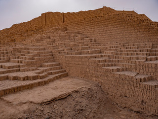 Obraz premium Huaca Pucllana is a clay pyramid shrine. Its located in the Miraflores district of central Lima, Peru