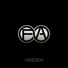 FA initial letter linked circle capital monogram logo modern template silver color version
