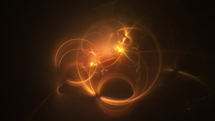 Abstract transparent orange crystal shapes. Fantasy light background. Digital fractal art. 3d rendering.