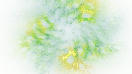 Obraz na płótnie Canvas Abstract green and yellow swirly shapes. Fantasy light background. Digital fractal art. 3d rendering.