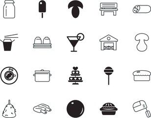 food vector icon set such as: depot, box, icecream, cherry, juice, gift, vanilla, confectionery, cereal, mixer, rest, cone, pan, blank, round, homemade, kitchenware, lolly, template, wheat