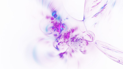 Abstract transparent violet crystal shapes. Fantasy light background. Digital fractal art. 3d rendering.