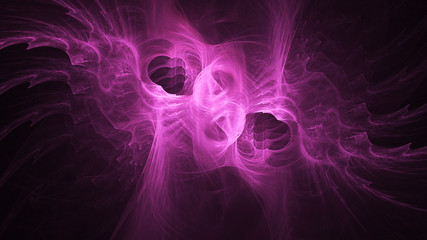 Abstract transparent pink crystal shapes. Fantasy light background. Digital fractal art. 3d rendering.