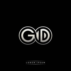GD initial letter linked circle capital monogram logo modern template silver color version
