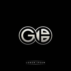GB initial letter linked circle capital monogram logo modern template silver color version