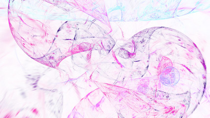 Abstract transparent purple and blue crystal shapes. Fantasy light background. Digital fractal art. 3d rendering.
