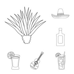 Vector illustration of Mexico and tequila symbol. Set of Mexico and fiesta stock vector illustration.