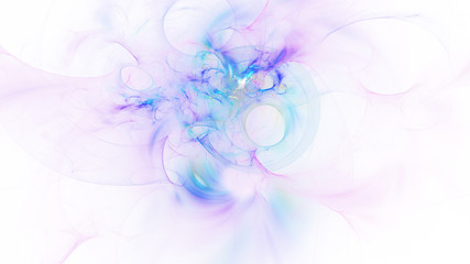 Fototapeta na wymiar Abstract transparent violet and blue crystal shapes. Fantasy light background. Digital fractal art. 3d rendering.