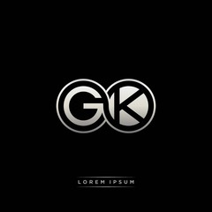 GK initial letter linked circle capital monogram logo modern template silver color version