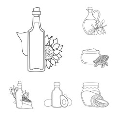 Isolated object of healthy and vegetable logo. Set of healthy and organics vector icon for stock.