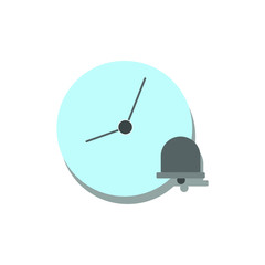 Blue clock and bell, alarm clock.