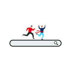 Fototapeta premium Search Bar Icon Graphic Design Element. Mobile concept and web design.Flat cartoon character isolated on white background