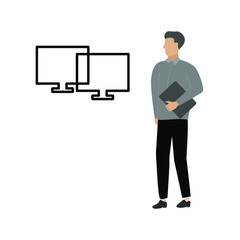 Fototapeta na wymiar Сomputers icon. Vector illustration icon. Flat cartoon character isolated on white background