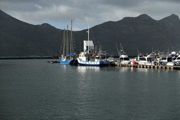 Fototapeta na wymiar in the bay in the port before the storm