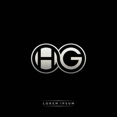 HG initial letter linked circle capital monogram logo modern template silver color version