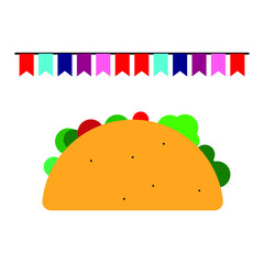 Festive ribbon. Taco mexican food icon. Taco fast food 
