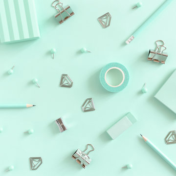 Pattern made of mint stationery
