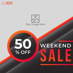 Weekend Sale banner template design. Post template Social media for digital marketing