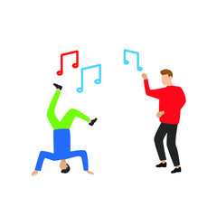 People dance to music. Note sign