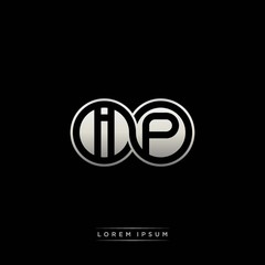 IP initial letter linked circle capital monogram logo modern template silver color version