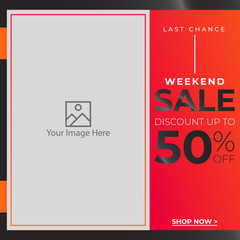 Weekend Sale banner template design. Post template Social media for digital marketing