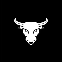 Bull head mascot logo illustration on black background