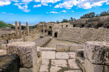 Ancient Amphitheater in the Beit She'an Park, Israel