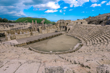 Marble View to the Ancient Scythopolis Ruins of the Beit She'an, Israel