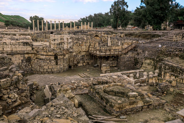 View to the Ancient Stone Buildings in the Beit She'an Park, Israel