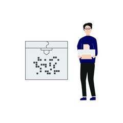 3d printer line symbol icon. Flat cartoon character isolated on white background