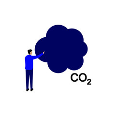 Flat cartoon character isolated on white back. CO2