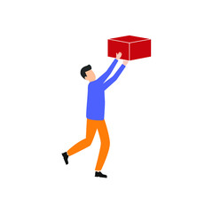 Man with a box in his hands