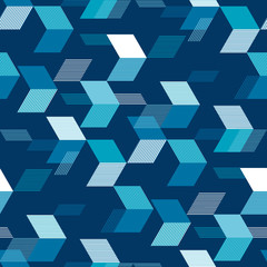 Textured arrows on blue seamless pattern