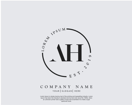 Initial letter AH beauty handwriting logo vector