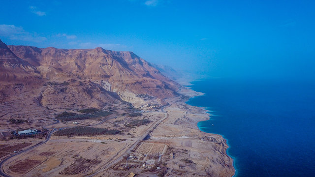 Aerial Mountain View to the Dead Sea region, Israel