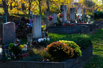 cemetery at november sunset