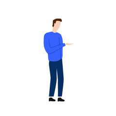 Flat cartoon character Man is standing.