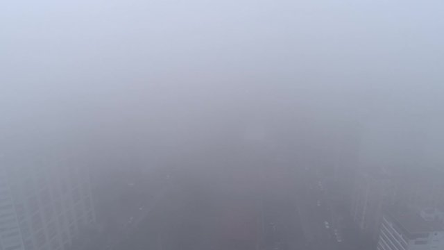 Pullback from cloud in Miraflores, Lima, Peru at winter day