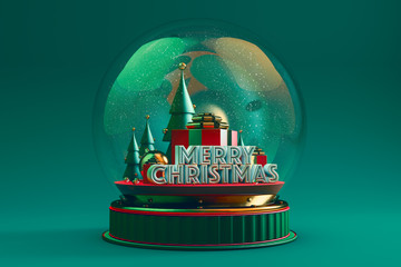 Dome with Christmas representation with green background