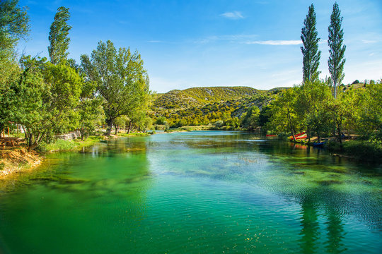 Beautiful nature landscape, Zrmanja river in Muskovci in Croatia