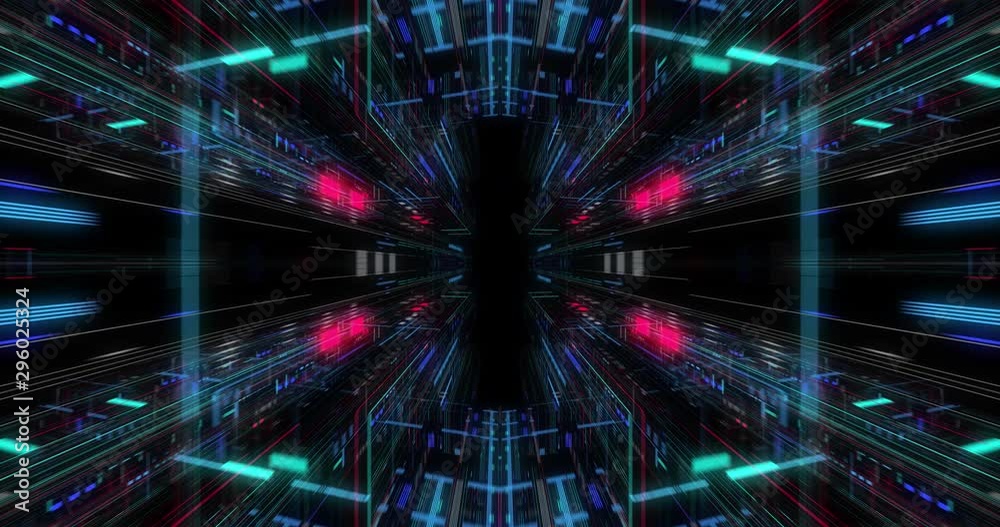 Poster flying futuristic central processing unit. electronic circuitry within a computer that carries out t