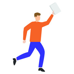 Man runs with documents