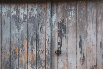 Old barn door with flaking paint