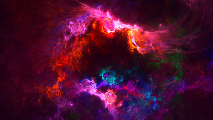 3D rendering abstract colorful fractal light background