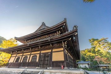 Early morning Autumn colors and fall foliage around Hatto (Ceremony Hall) of Zuiryusan Nanzen-ji or...