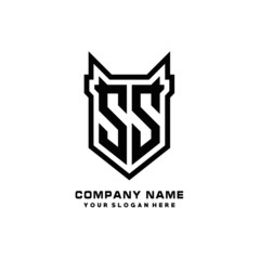Initial letter SS Shield vector Logo Template Illustration Design, black color