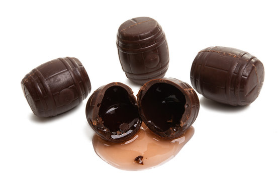 Chocolate Candies With Liquor Isolated