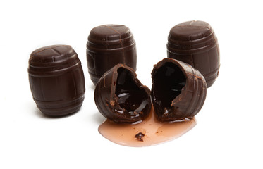 chocolate candies with liquor isolated